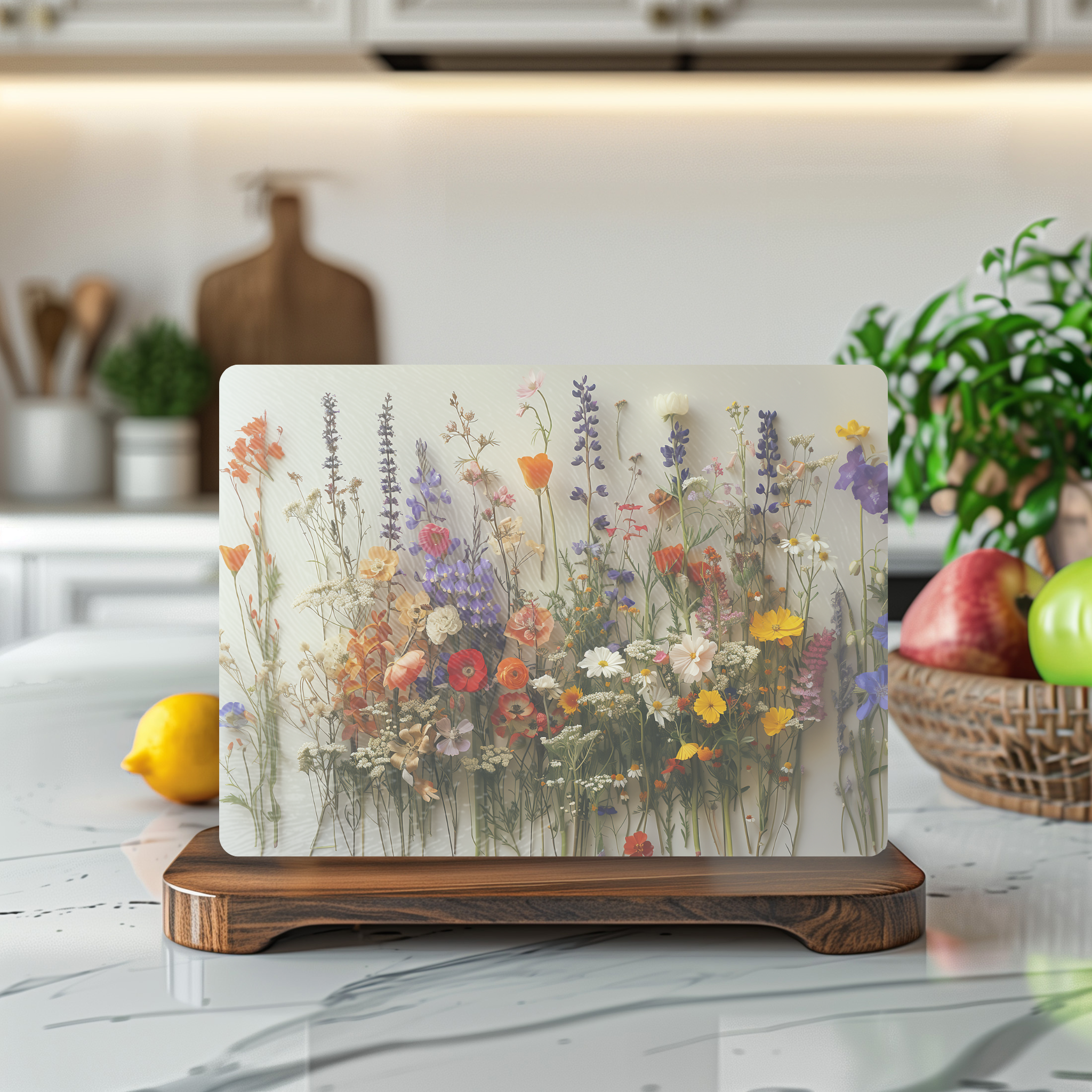 Fernville Creations - Wholesale Cutting Board - Tempered Glass Wildflowers Cutting & Serving Board0