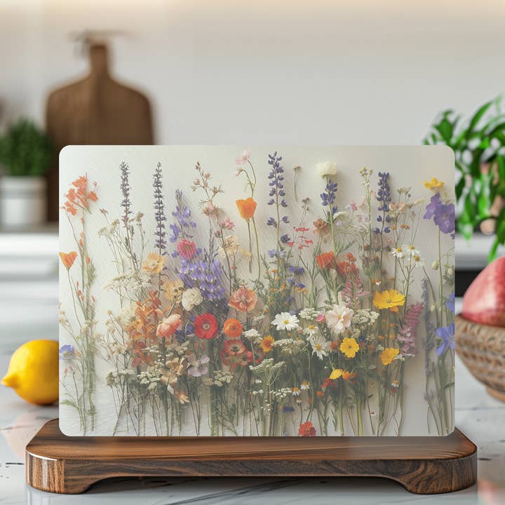 Fernville Creations - Wholesale Cutting Board - Tempered Glass Wildflowers Cutting & Serving Board0