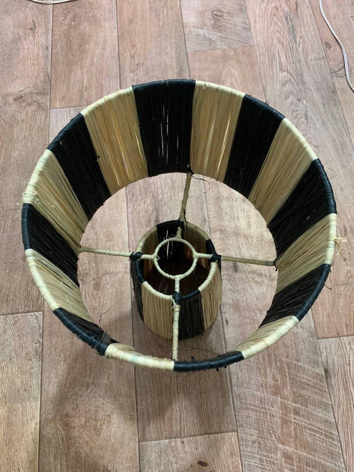 HandHappiness - Wholesale Accent/Desk Lamp - Raffia Lamp with Natural and Black Lampshade - Moroccan7