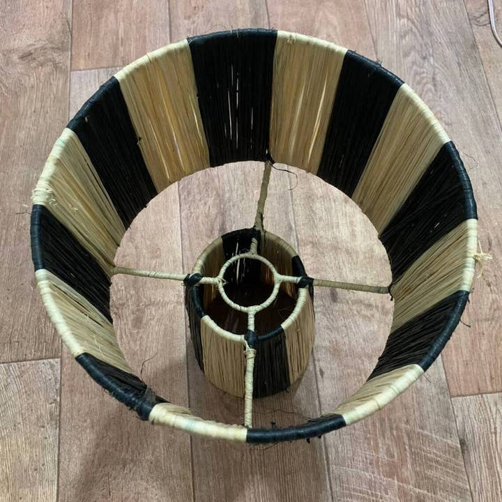 HandHappiness - Wholesale Accent/Desk Lamp - Raffia Lamp with Natural and Black Lampshade - Moroccan7