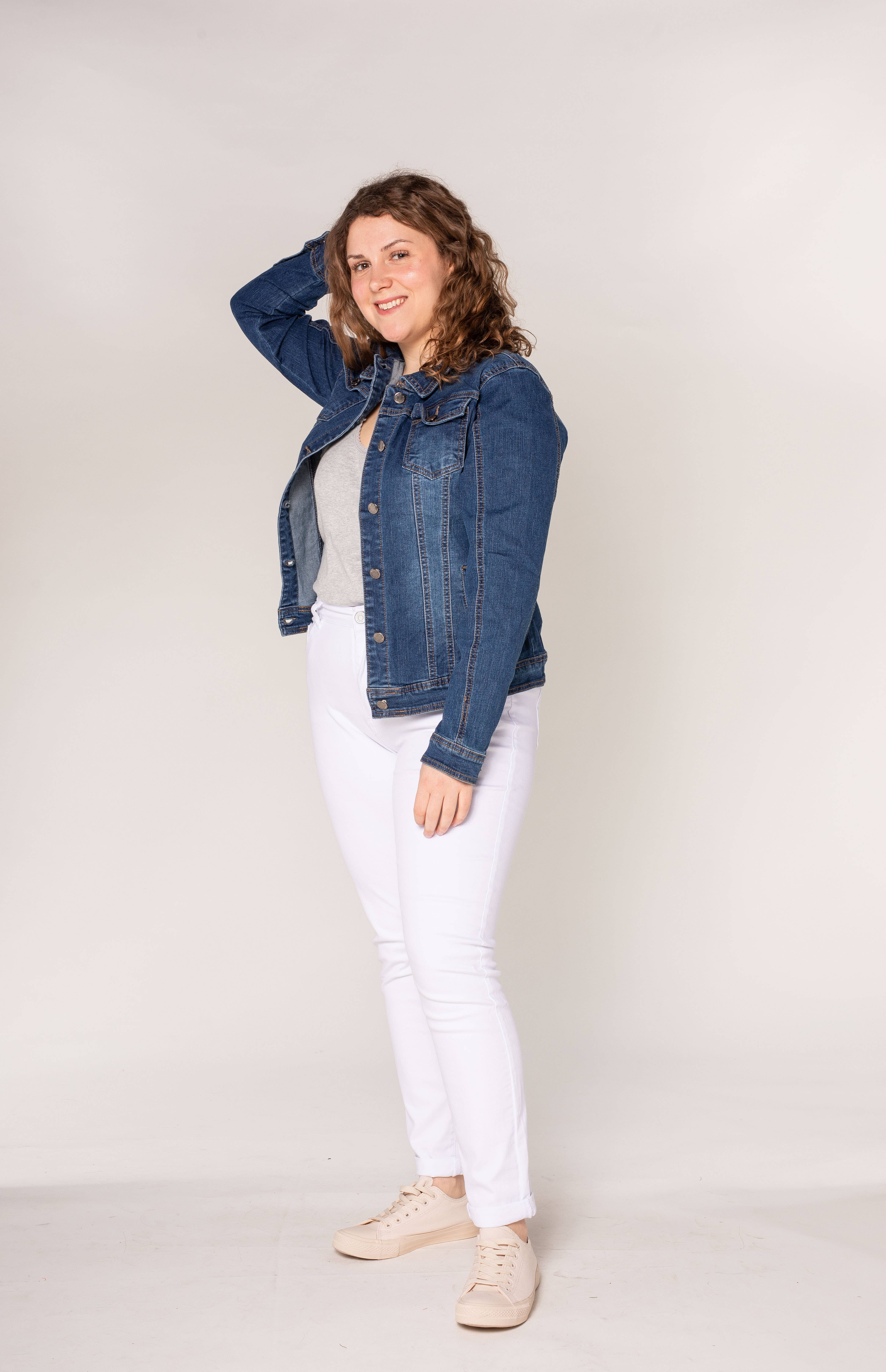 Nina Carter - Vendita all'ingrosso Giacca di jeans - Donna - Giacca in denim elasticizzato plus size H189-1/H204-1/203-113