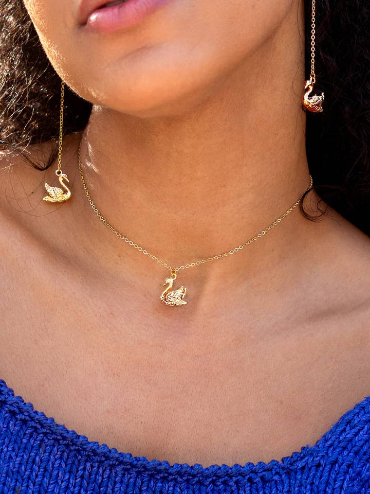 Swan Lake Set - 18K Gold Plated / Silver Rhodium Plated for wholesale by Peter and June