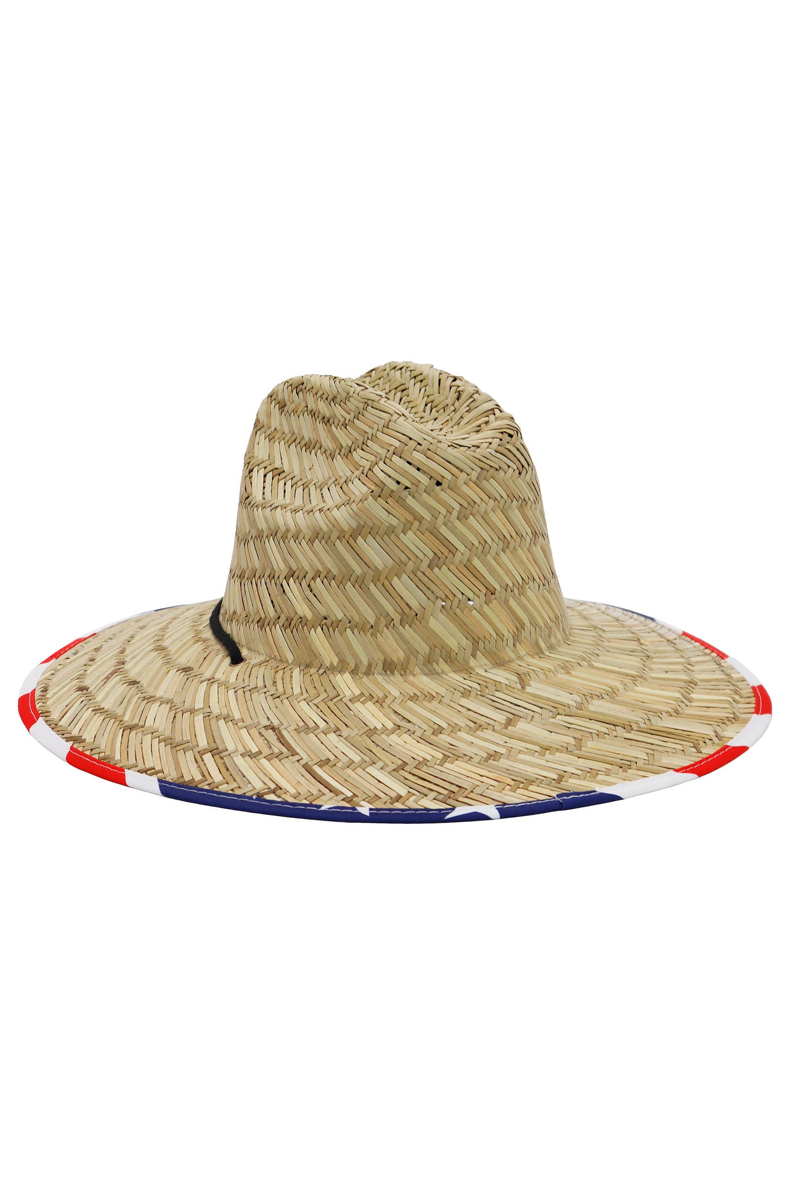 Cap Zone - Wholesale Straw Hat - Unisex - American Flag Under Brim Rush Straw Lifeguard Hat3