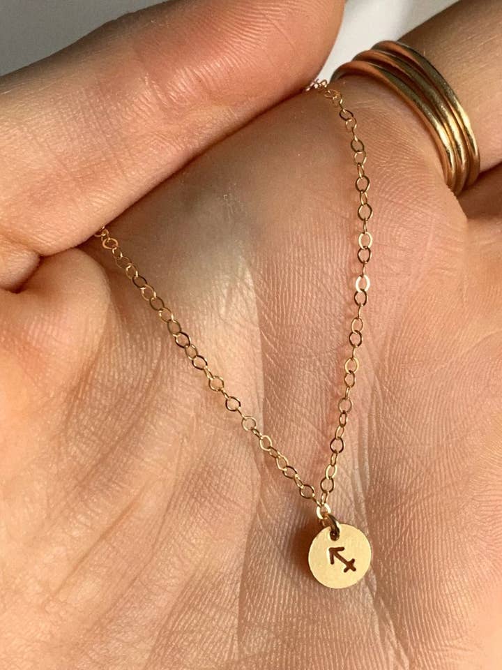 Zodiac Coin Necklace - Deluxe 14k Yellow Gold for wholesale by The Littl