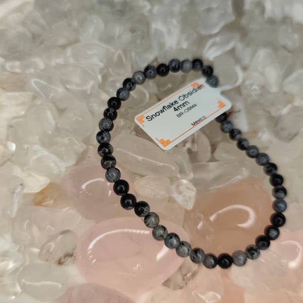 Snowflake Obsidian Bracelet, 4 mm, Mexico for wholesale by Con Le Stelle