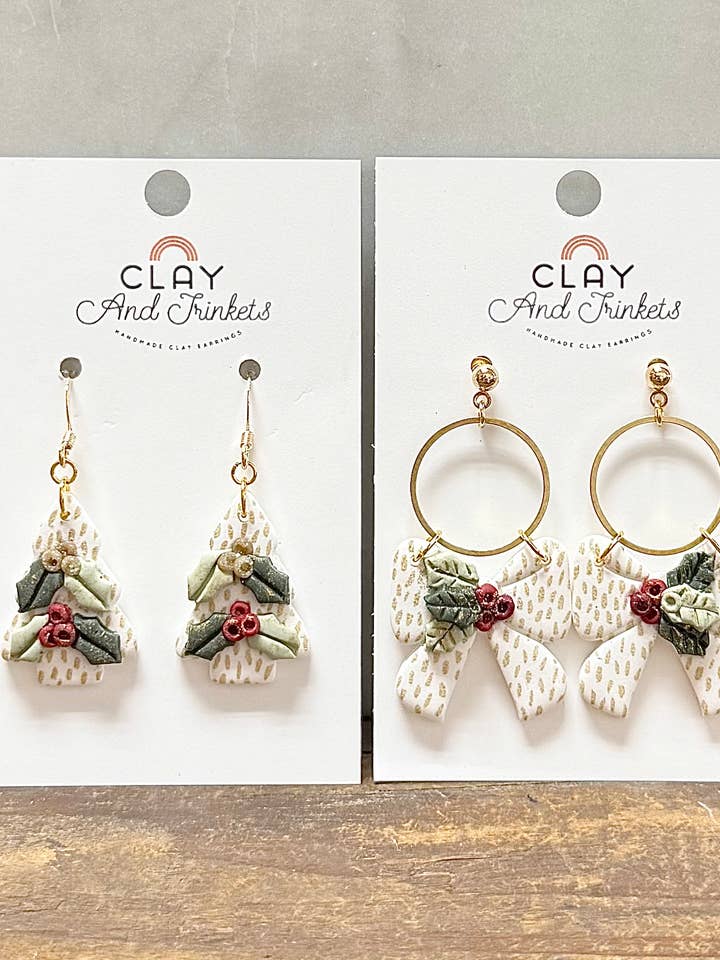 Holly Bows/ Holly Trees for wholesale by Clay and Trinkets