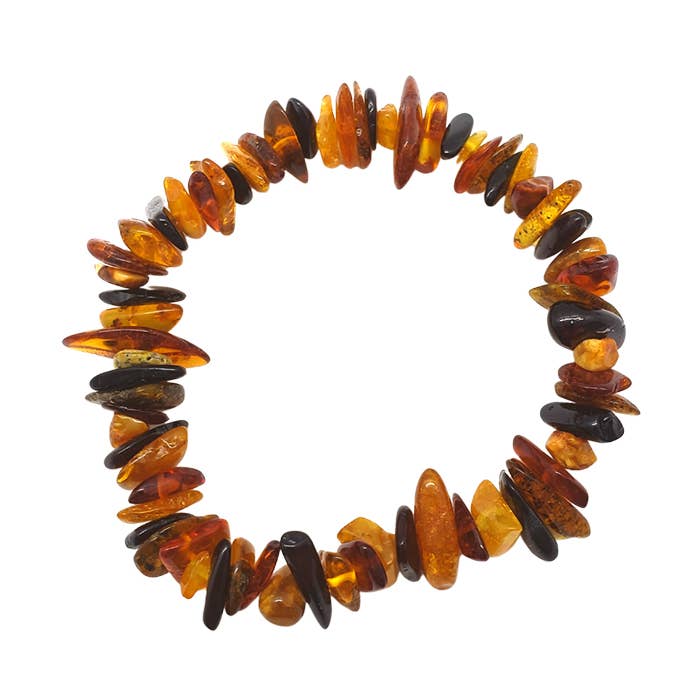 Amberman - Vente Bracelet de perles - Bracelet extensible en ambre brut multicolore0