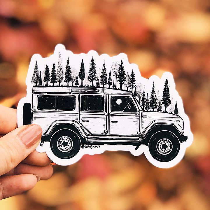 Forested Jeep - Waterproof Nature Sticker for wholesale by Kaari & Co.