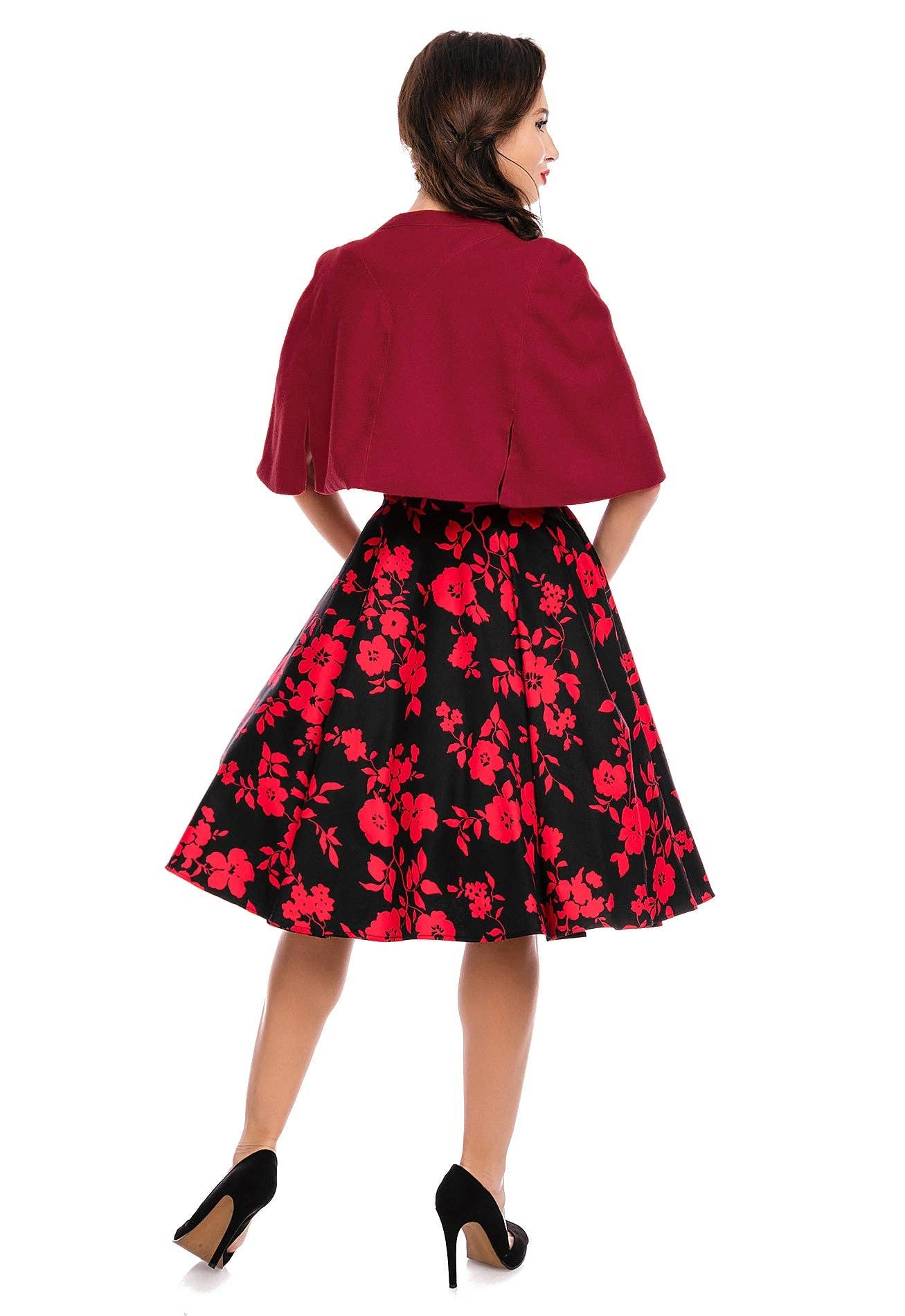 Dolly & Dotty - Wholesale Cape - Women's - Sabrina Red Glamorous 50s Style Cape Shrug4
