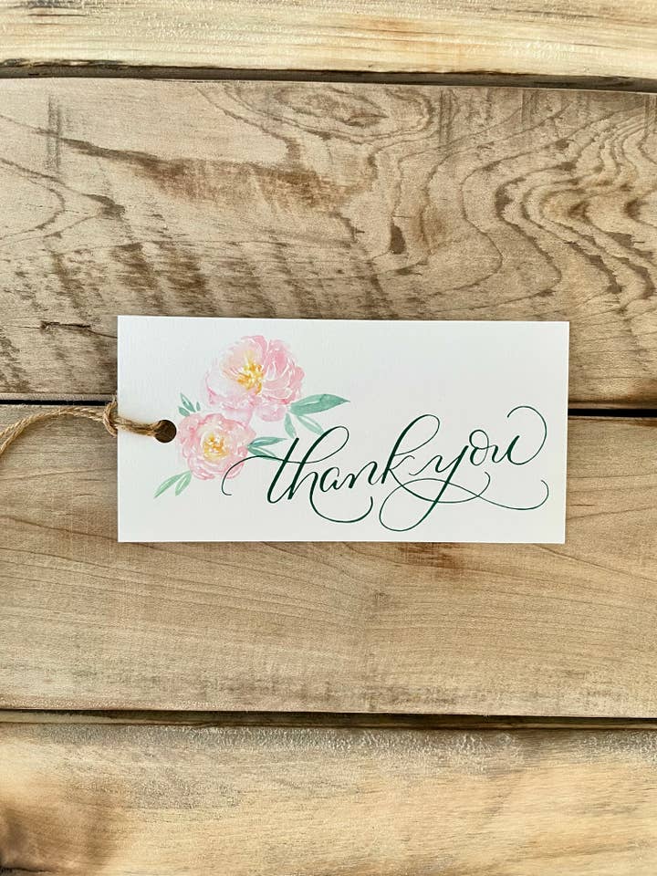Étiquette cadeau Thank You Peony pour la vente par Mar + Liz Ink and Art