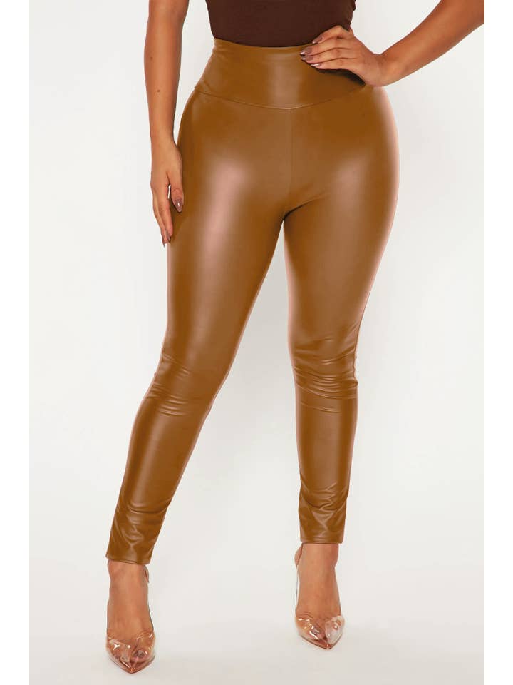 5besties inc - Wholesale Fashion Leggings - Women's - FAUX LEATHER HIGH WAIST LEGGINGS