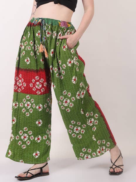 Damers plus size vida byxor med tryckt Kantha parti för grossistförsäljning för wholesale av Wevez