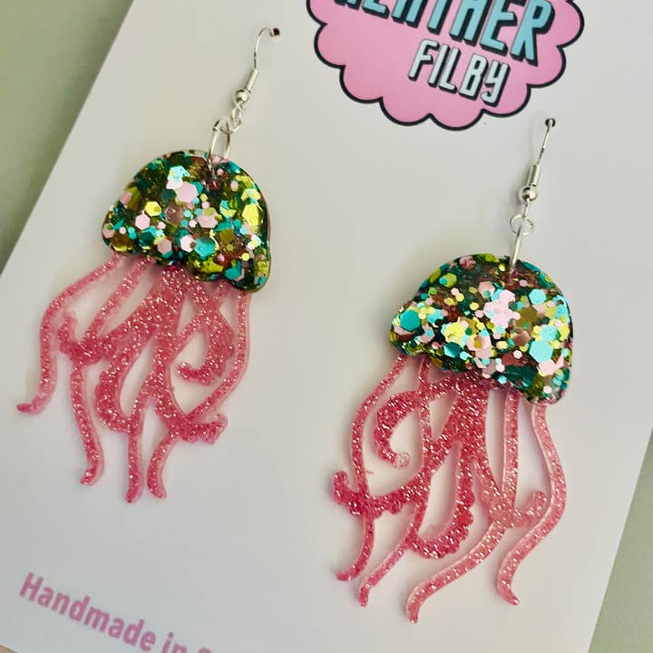 By Heather Filby – wholesale Dangle earrings – JellyFish Glitter Earrings (MORE COLOURS) - Best Seller18