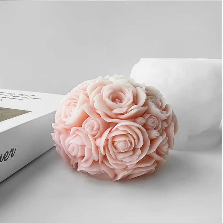 3D Rose Flower Ball Candle Silicone Mold DIY Creative Aromatherapy Plaster Epoxy Resin for wholesale by Essential Candle Supply