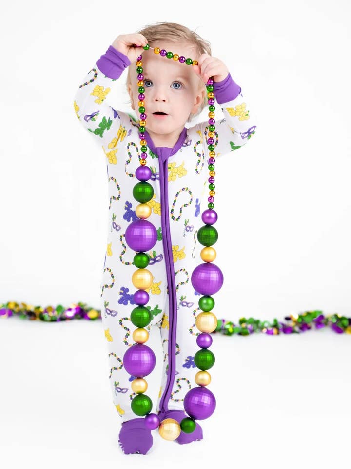 Mardi Gras Bead Dog Bamboo Zip-Up for wholesale by Pearls & Pelicans
