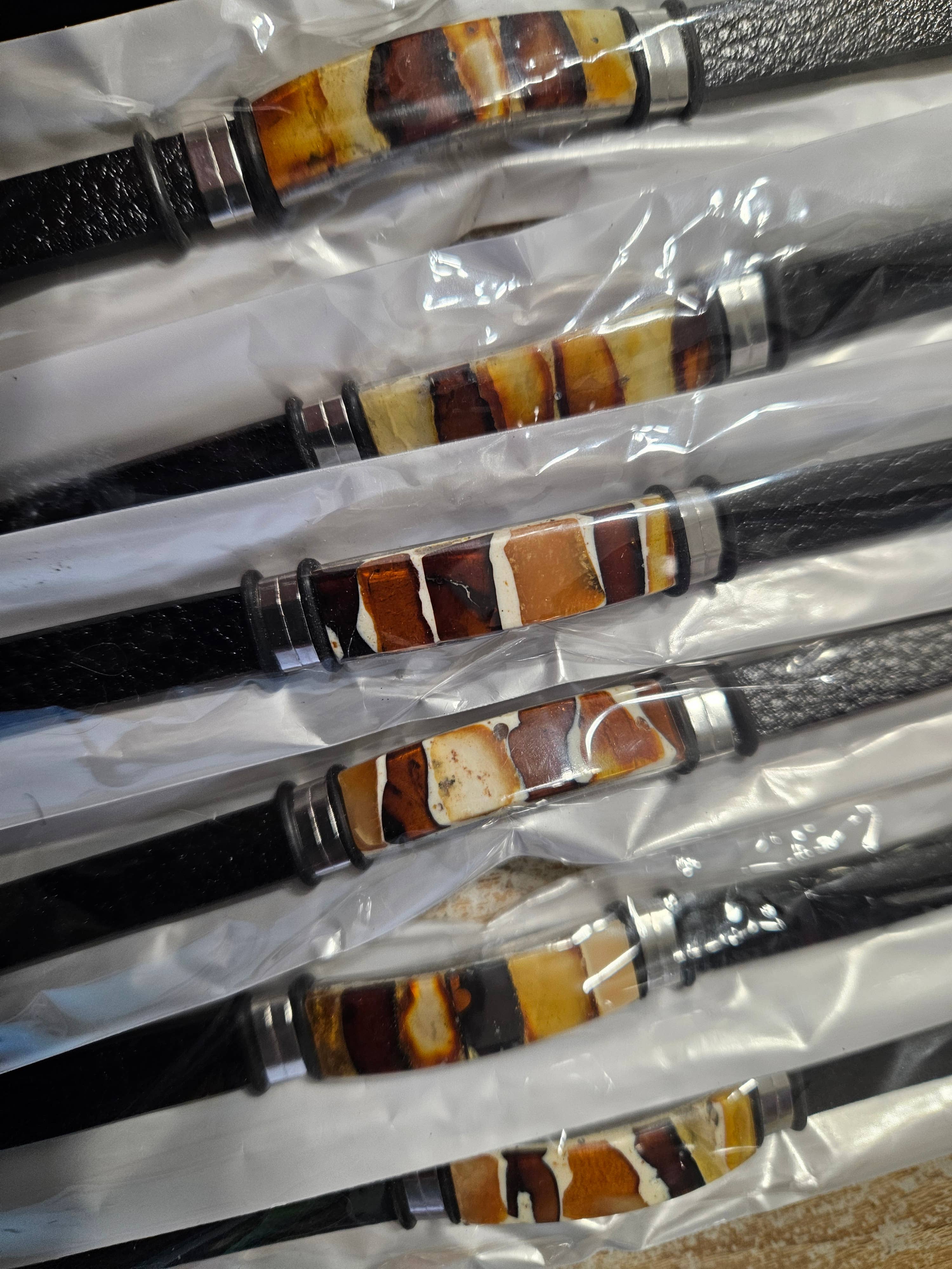 AmberLithuania - Wholesale Jewelry - Men's - Amber Men's Leather Bracelet, Amber for Men Men's Amber6