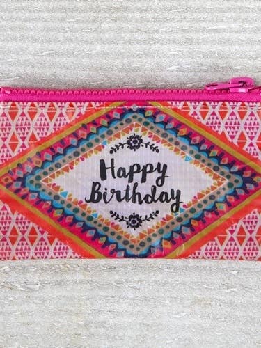 Zip Pouch Gift Card Happy Birthday Floral for wholesale by Care & Share Giftware