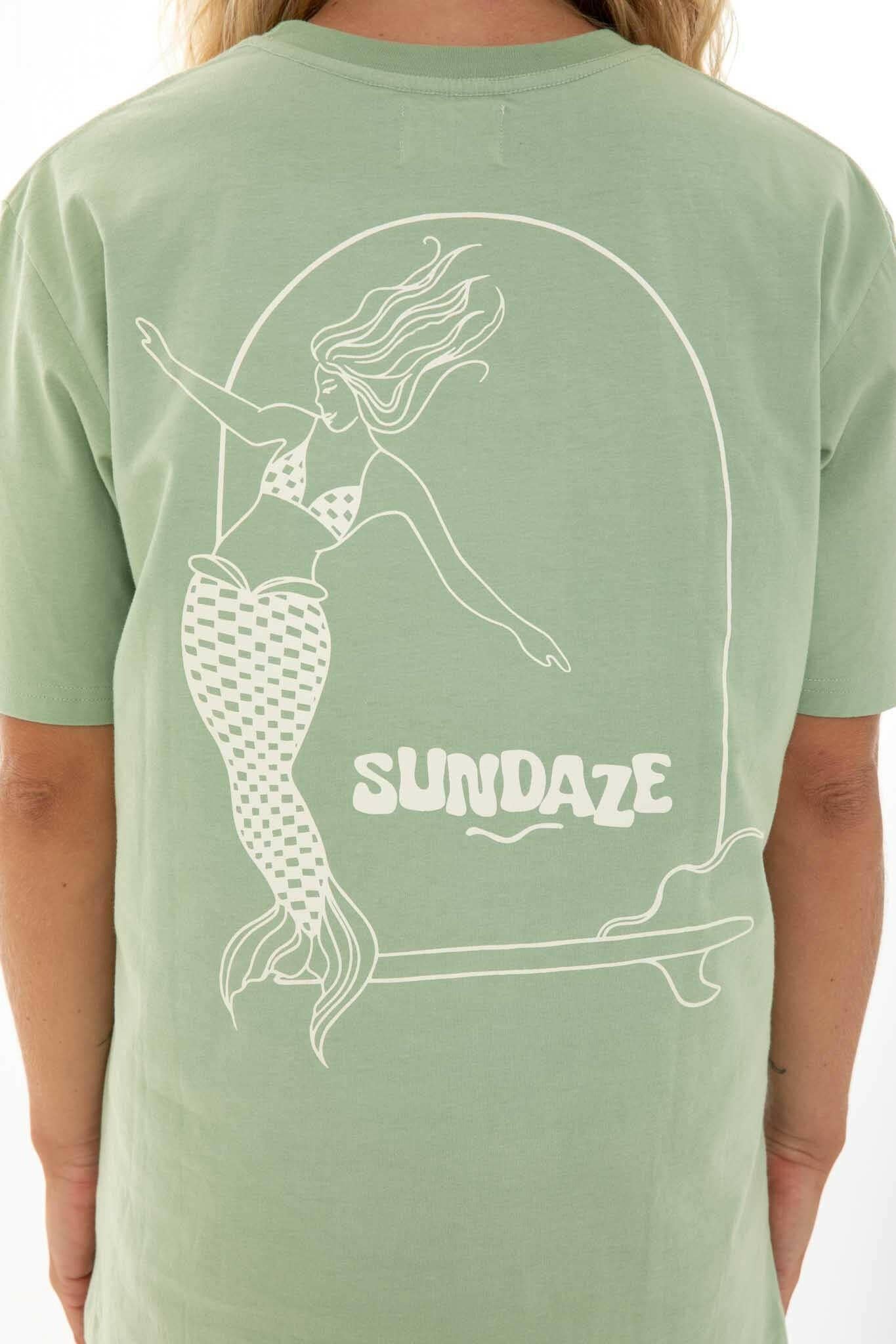 REMOVED BRAND - Wholesale Screen Printed T-Shirt - Women's - Mermaid Tee Sage Green1