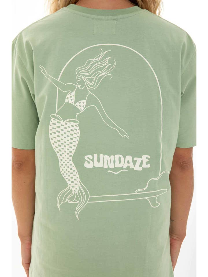 REMOVED BRAND - Wholesale Screen Printed T-Shirt - Women's - Mermaid Tee Sage Green1
