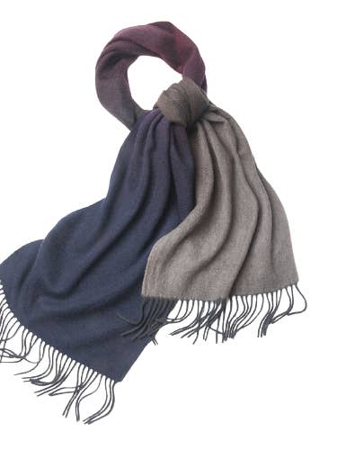 Degradé Lambswool Scarf Woven Navy Red Grey for wholesale by Hommard