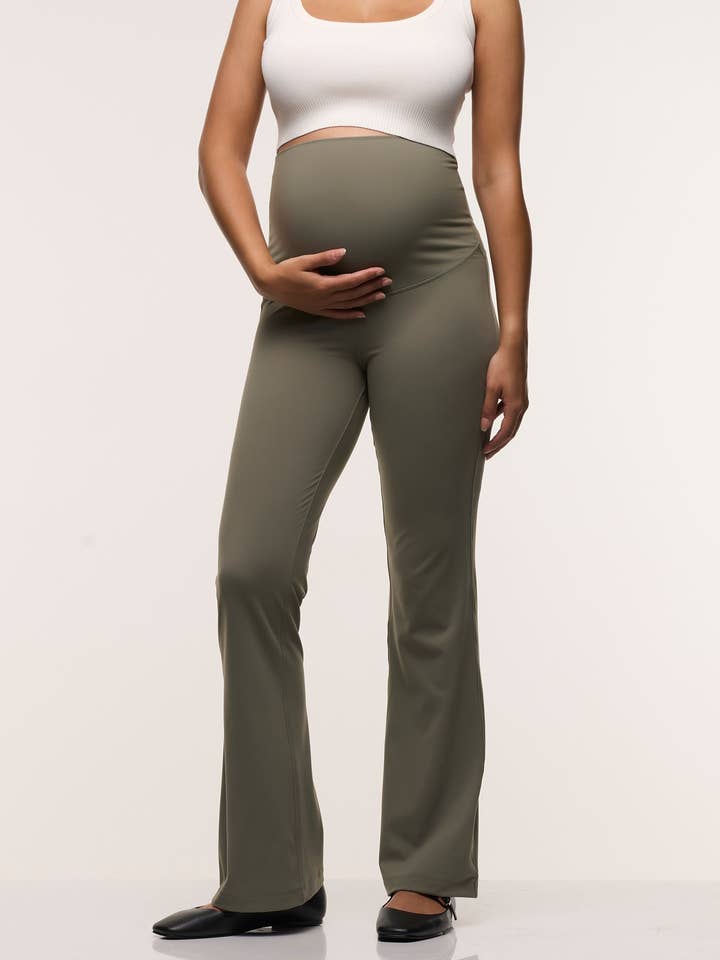 Sage Straight Flare Overbelly Maternity Leggings for wholesale on Faire