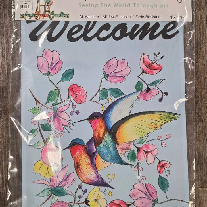 Hummingbirds Garden Flag for wholesale by Angie Bryan Creations