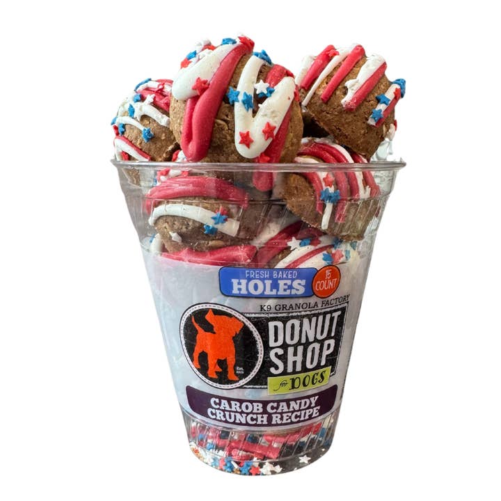 Donut Holes, Patriotic Carob Candy Crunch Recipe Dog Treats 15ct - Case of 6 for wholesale by K9 Granola Factory