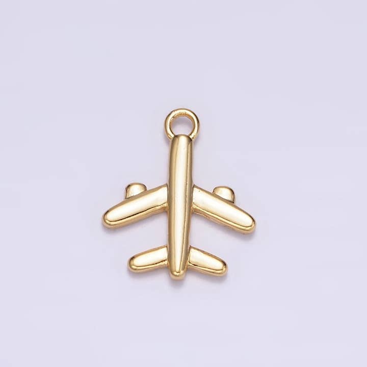 16K Gold Filled 16mm Flying Airplane Traveling Add-On Charm | N973 for wholesale by Aim Eternal