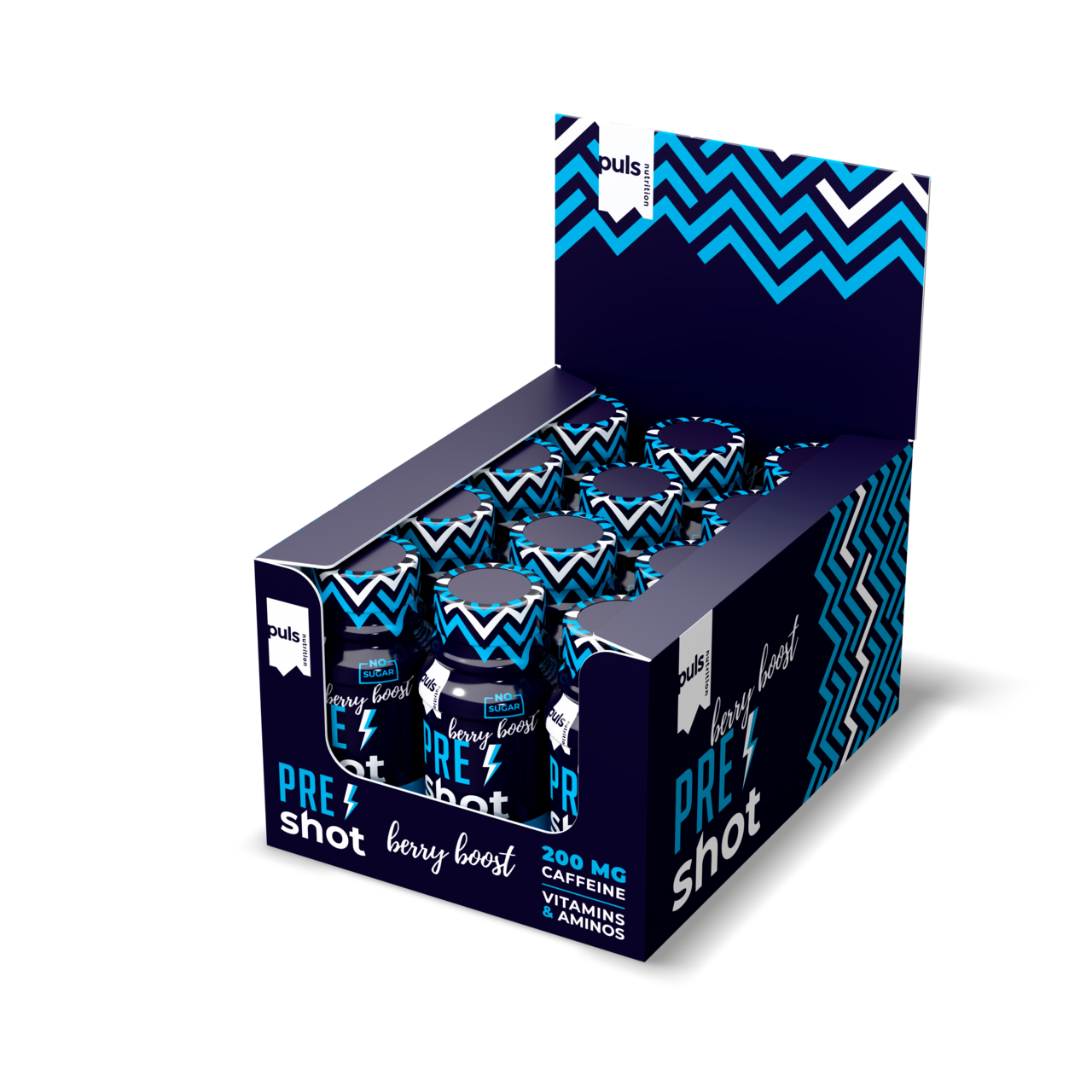 Puls Nutrition - Vendita all'ingrosso Bevande isotoniche/energetiche - Shot pre-allenamento Berry boost 60 ml1