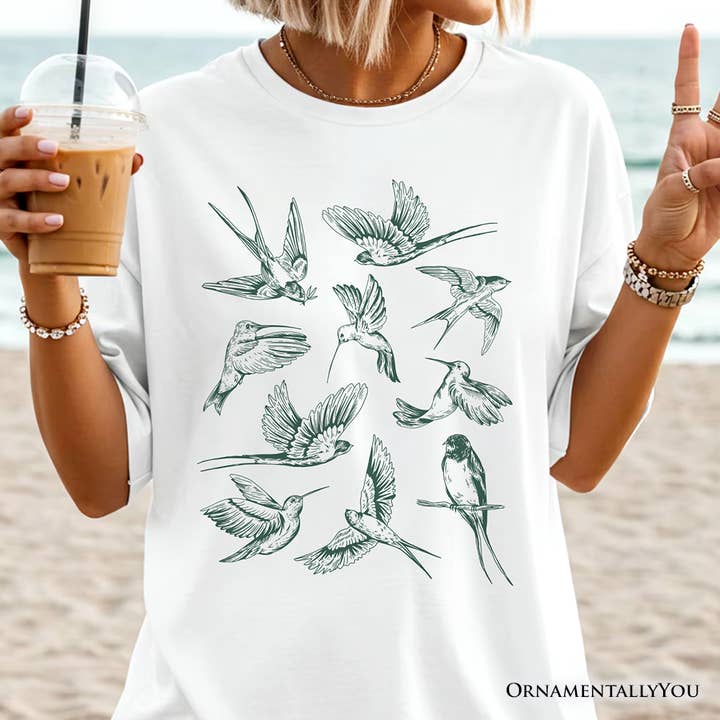T-shirt Nature Rétro Oiseaux, Illustration Vintage d'Oiseau Vert pour la vente par OrnamentallyYou