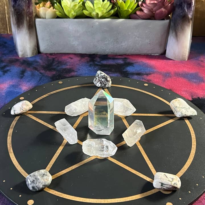 Kraftmir - Wholesale Spiritual Stone/Crystal - Pentacle Crystal Grid (Black)