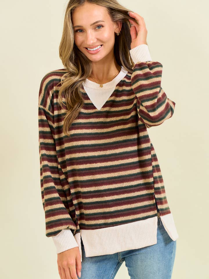 LMT4871-Soft stripes top for wholesale by lovely melody