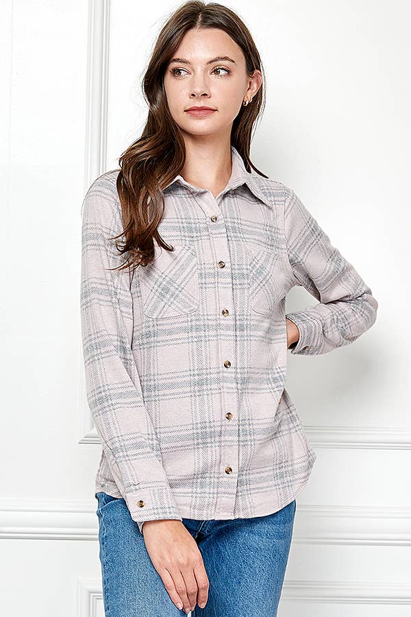 Veracci - Wholesale Button Down Shirt - Women's - Stretch button Up Women Plaid Sweater Shirt15