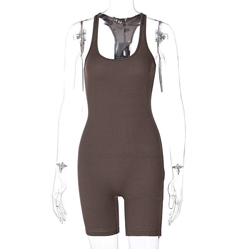 VividLux - Wholesale Unitard - Dames - Dameskleding Lente Zomer Gebreide Effen kleur Hoge Taille Strakke Sport Yoga Romper5