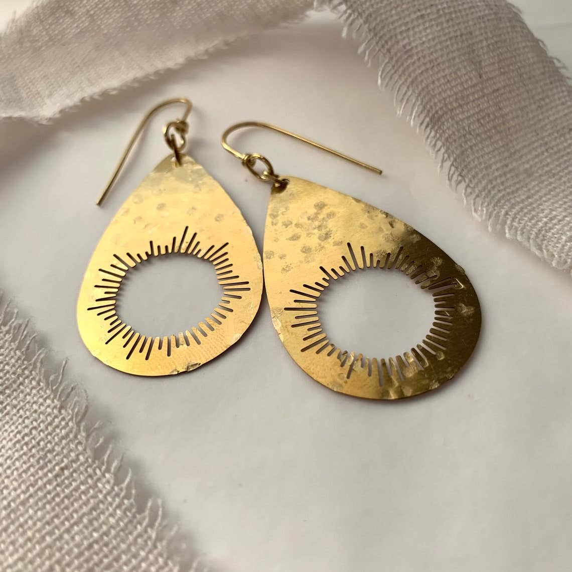 Rose and Della - Wholesale Dangle Earrings - Cutout Sunburst Brass Earrings2