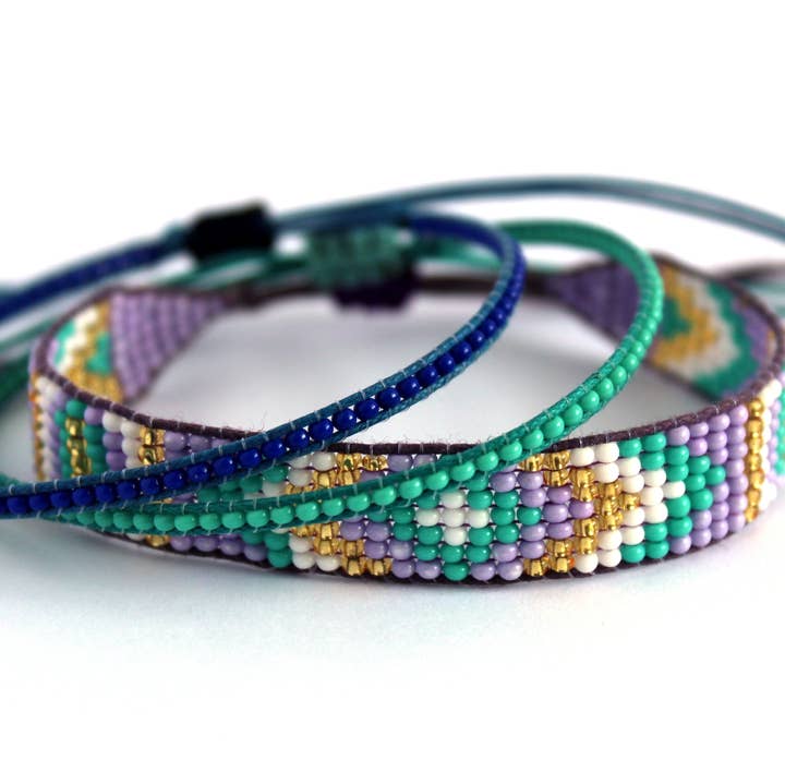 Sol Jewels - Wholesale Jewelry Set - Urban Surfer Girl bracelet Violet Purple 3 pack0