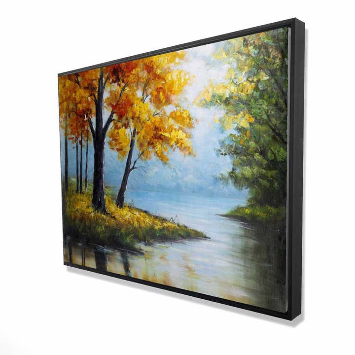 Paisagens de Árvores Azuis Tela emoldurada - Árvores à Beira do Lago por atacado de BEGIN HOME DECOR