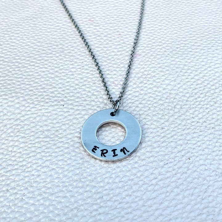 Hand Stamped Name Necklace for wholesale by Handmade by Marlayna