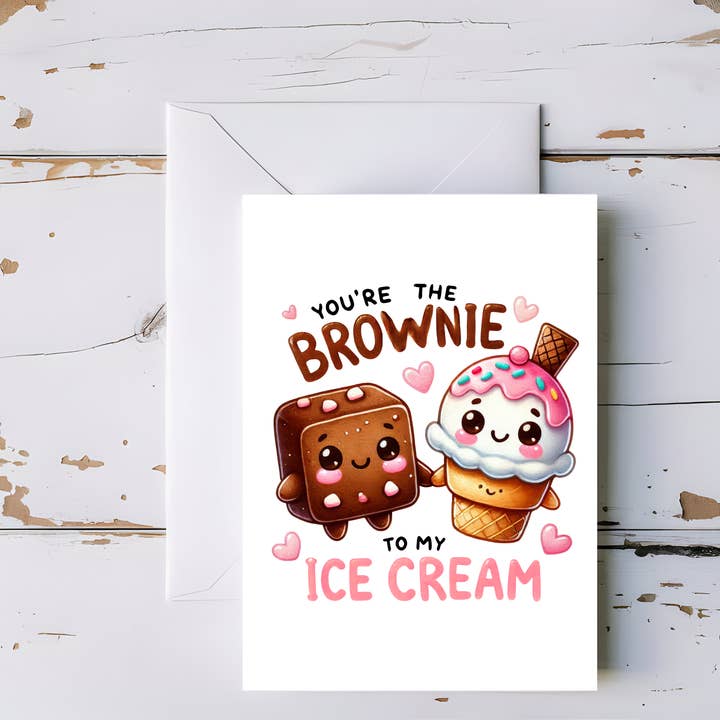 Brownie and Ice Cream Greeting Card – Dessert Pun for Couples or BFFs for wholesale by CoRo & Company
