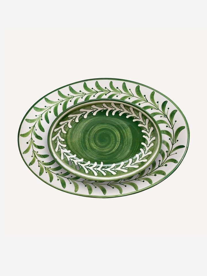 Helecho Serving Platter (set of two) - Fern Green for wholesale by CasaLatina