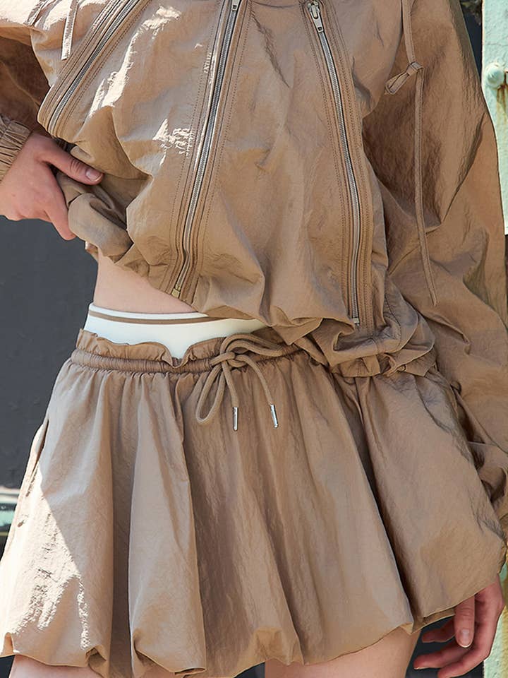 RS4348_Hooded Zip-Up Jacket & Bubble Mini Skirt -SK ONLY for wholesale by DRIPSEN