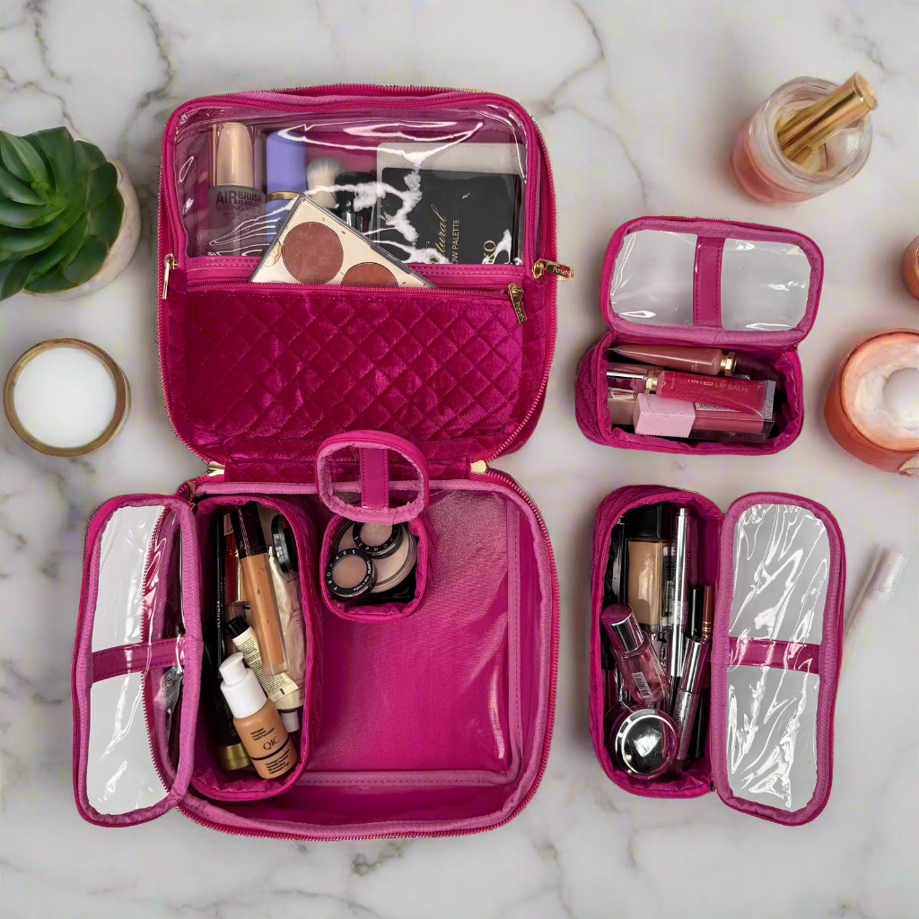 PurseN (new) - Wholesale Makeup/Cosmetic Bag - Mini Diva Makeup Case - Fuchsia Velvet7