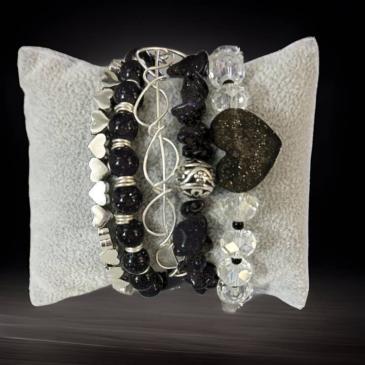 Monochrome Love Bracelet Stack for wholesale by Mustard Seed Acquisitions