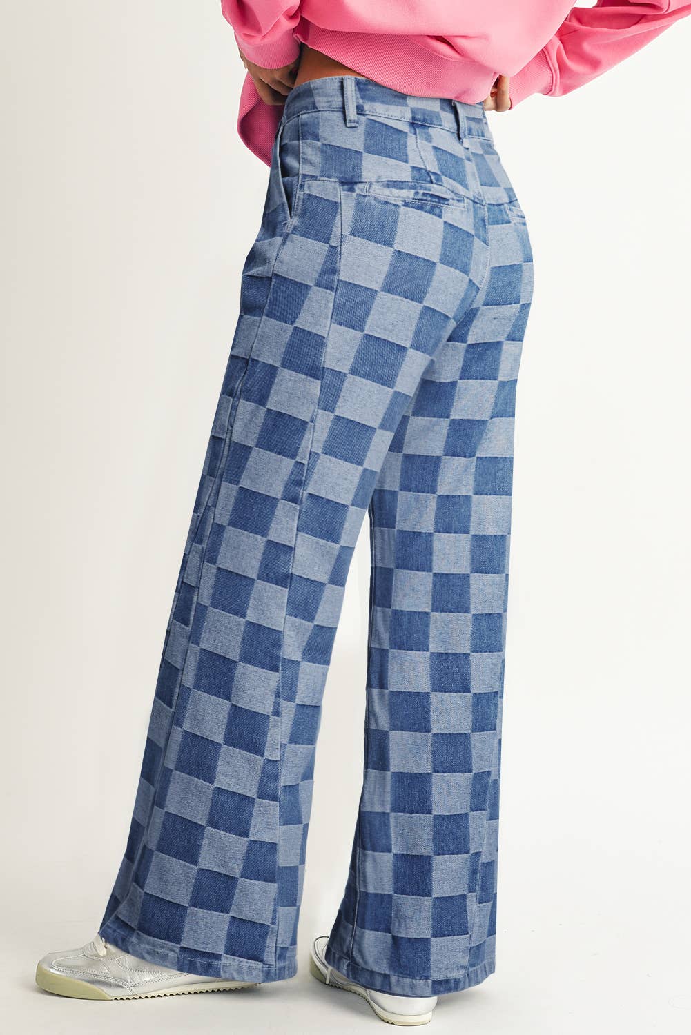 Little Daisy Closet - Vente Jean – femme - Jean à jambes larges à carreaux LDC1