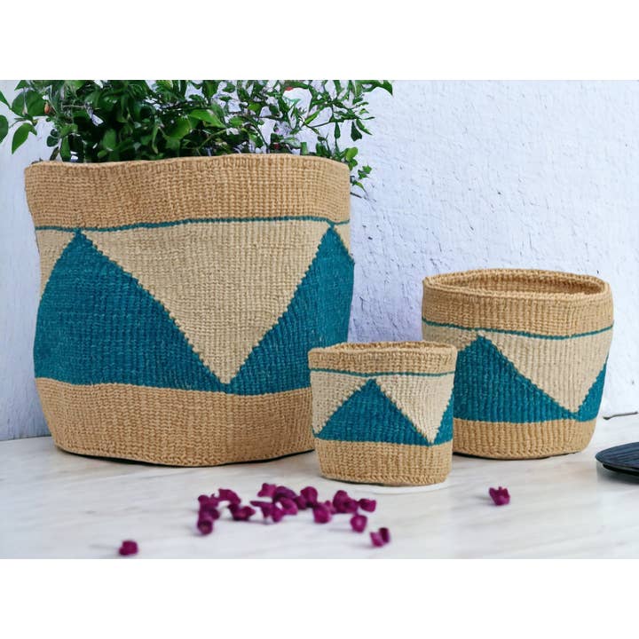 MAUA - Natural Blue Prisym Basket set for wholesale by NinaNest Home gifts