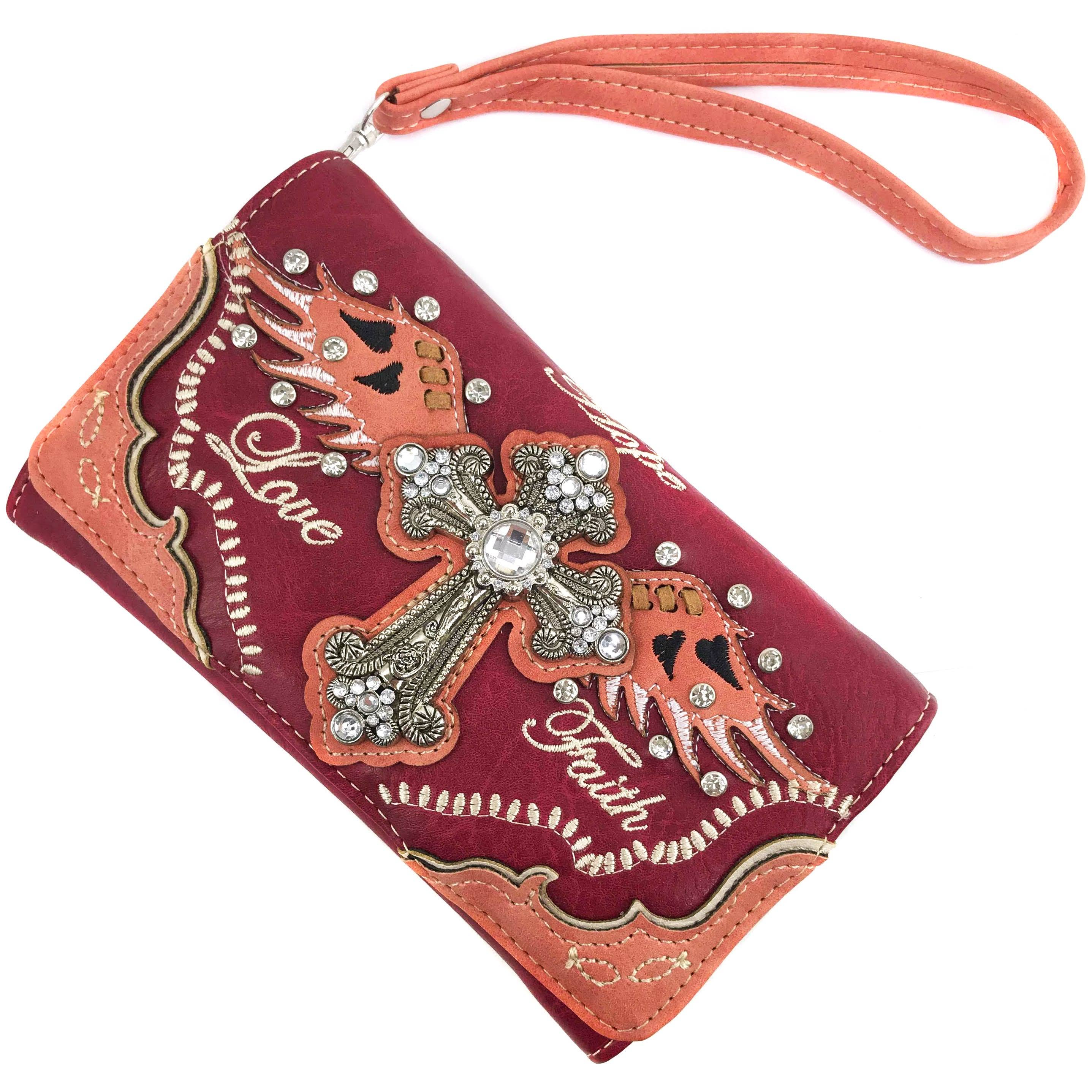 Lunar Deer – wholesale Axelväska - Dam – Hope Love Faith Cross Crossbody Wristlet Plånbok1