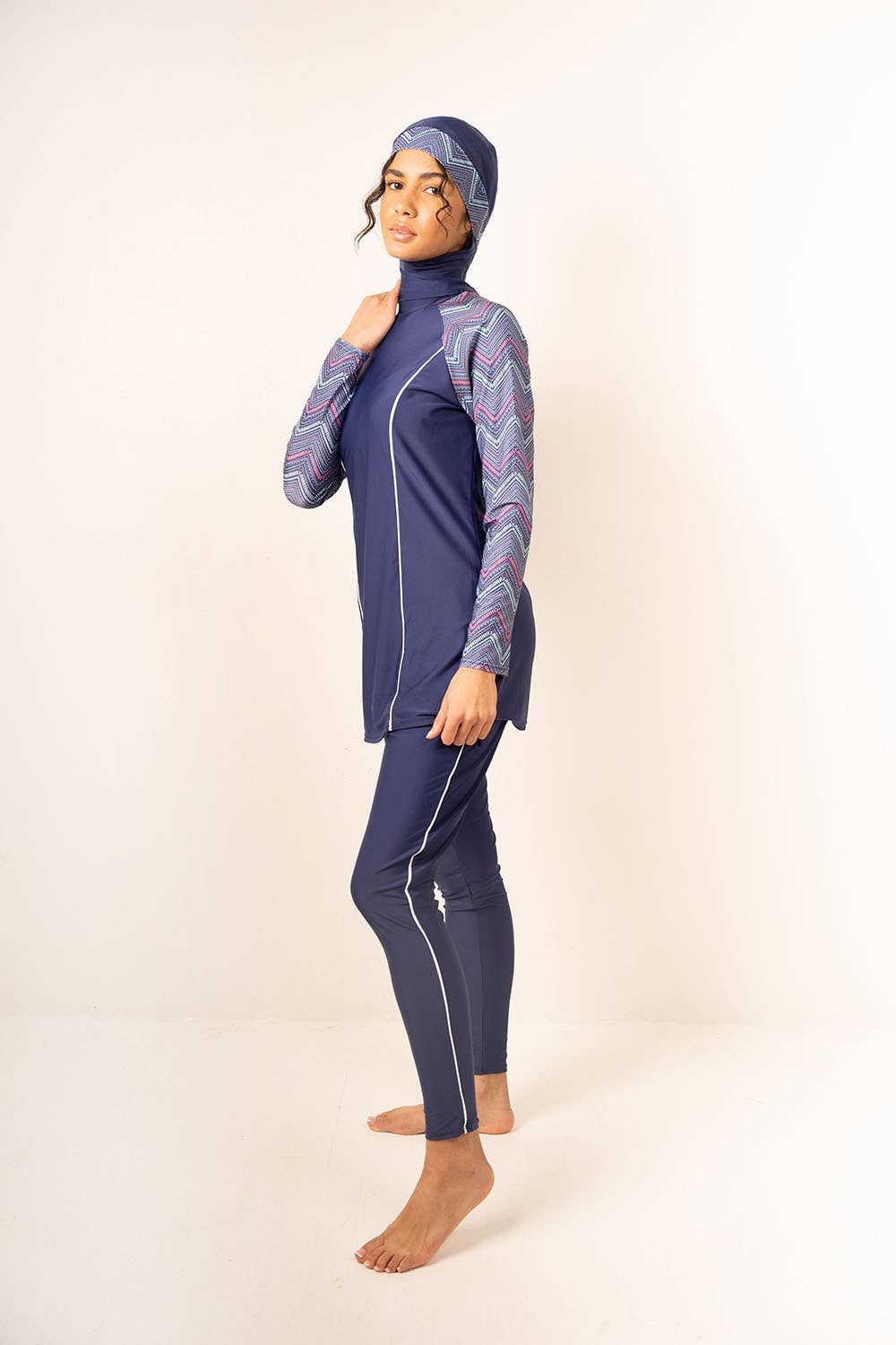 Navy Geometric Print Plus Size Burkini/HY2469 for wholesale on Faire1