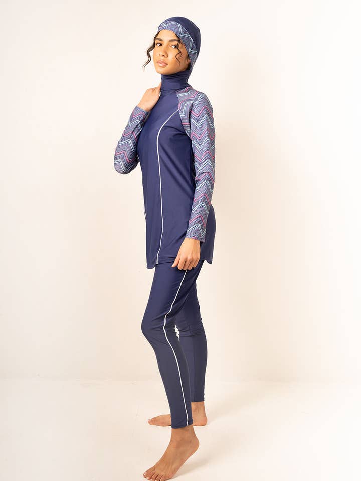 Navy Geometric Print Plus Size Burkini/HY2469 for wholesale on Faire1