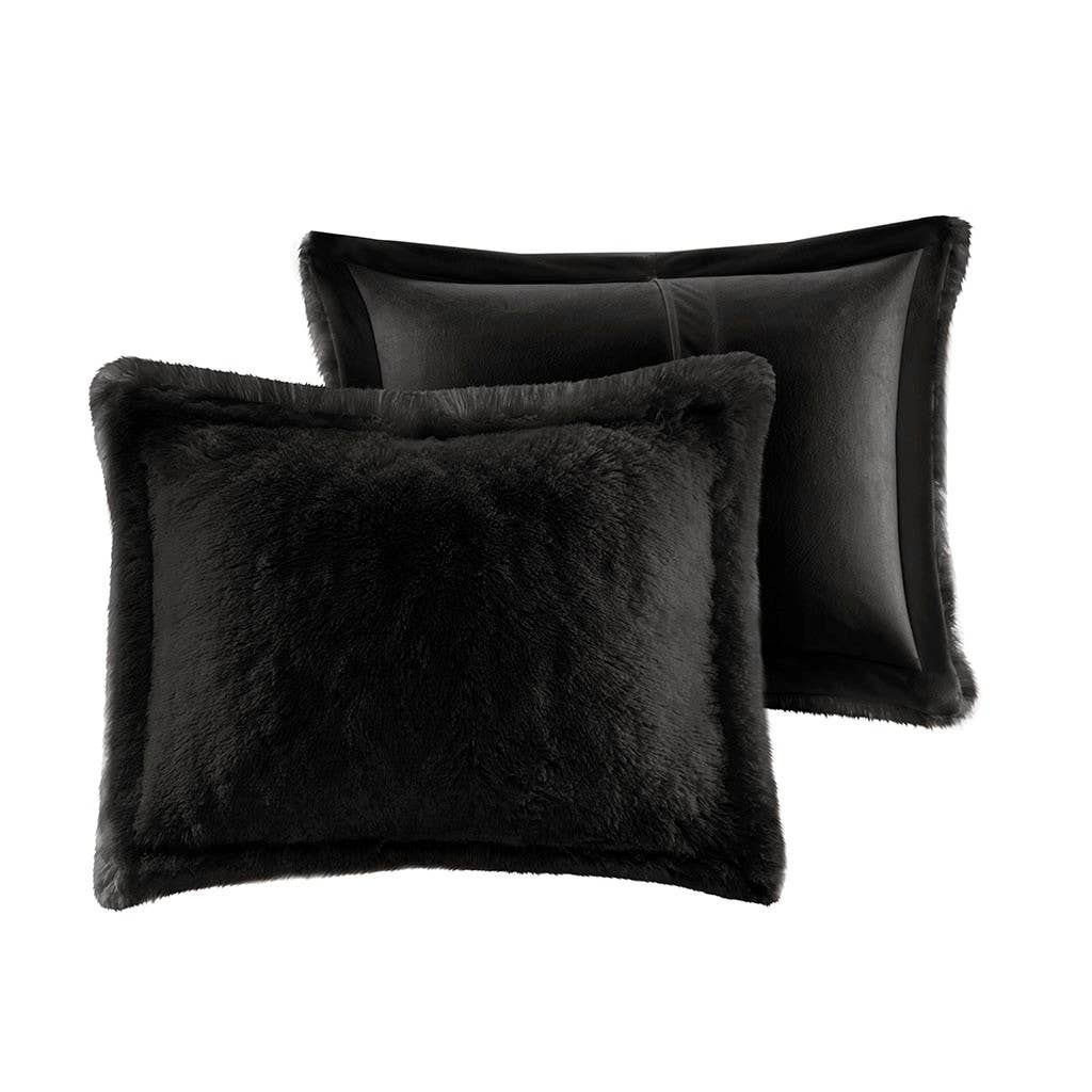 Olliix - Wholesale Bedding Set - Shaggy Fur 3-Piece Comforter/Duvet Cover Set, Black7