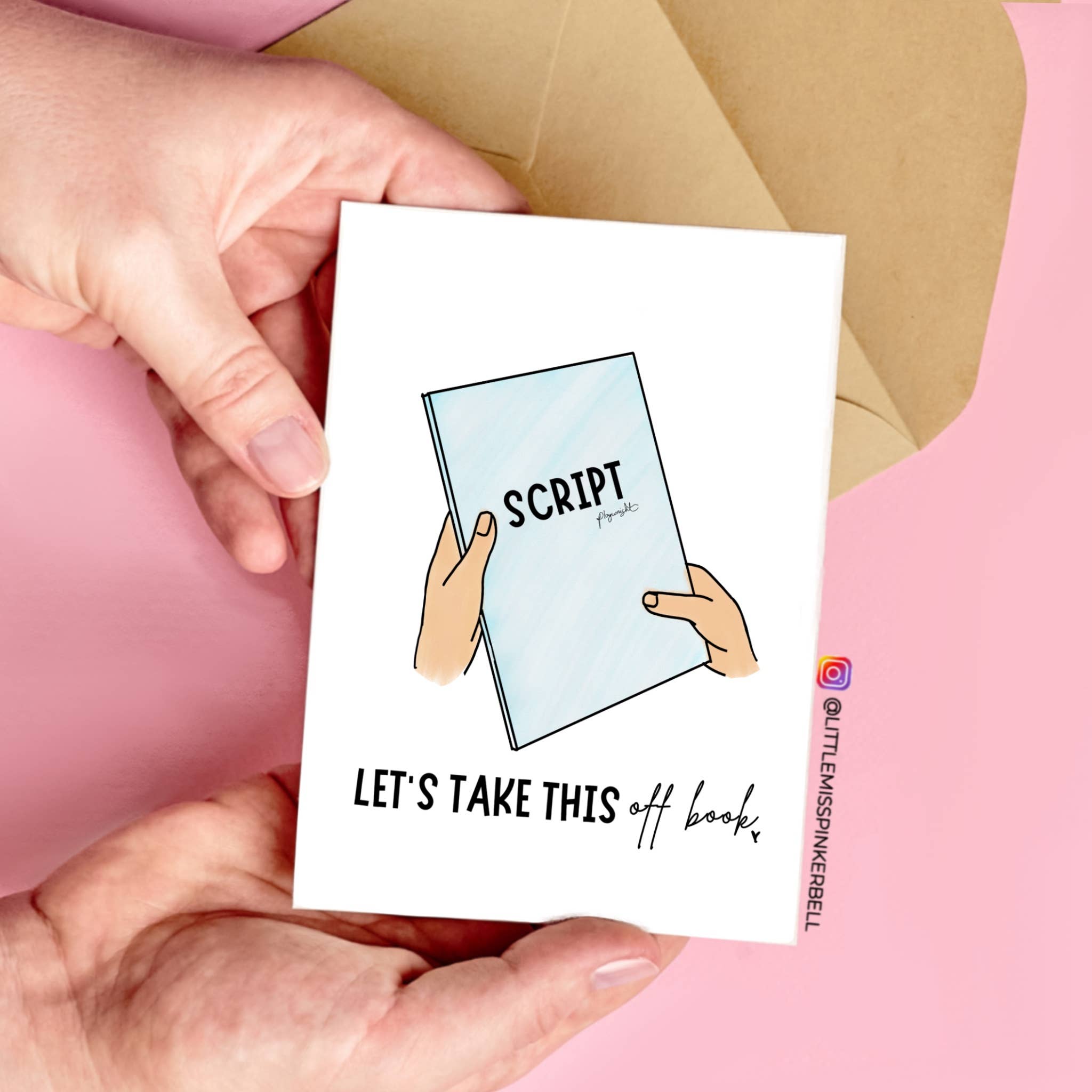 Little Miss PinkerBell - Wholesale Valentine's Day Card - Let’s Take This Off Book – Theatre Themed Valentine's Card